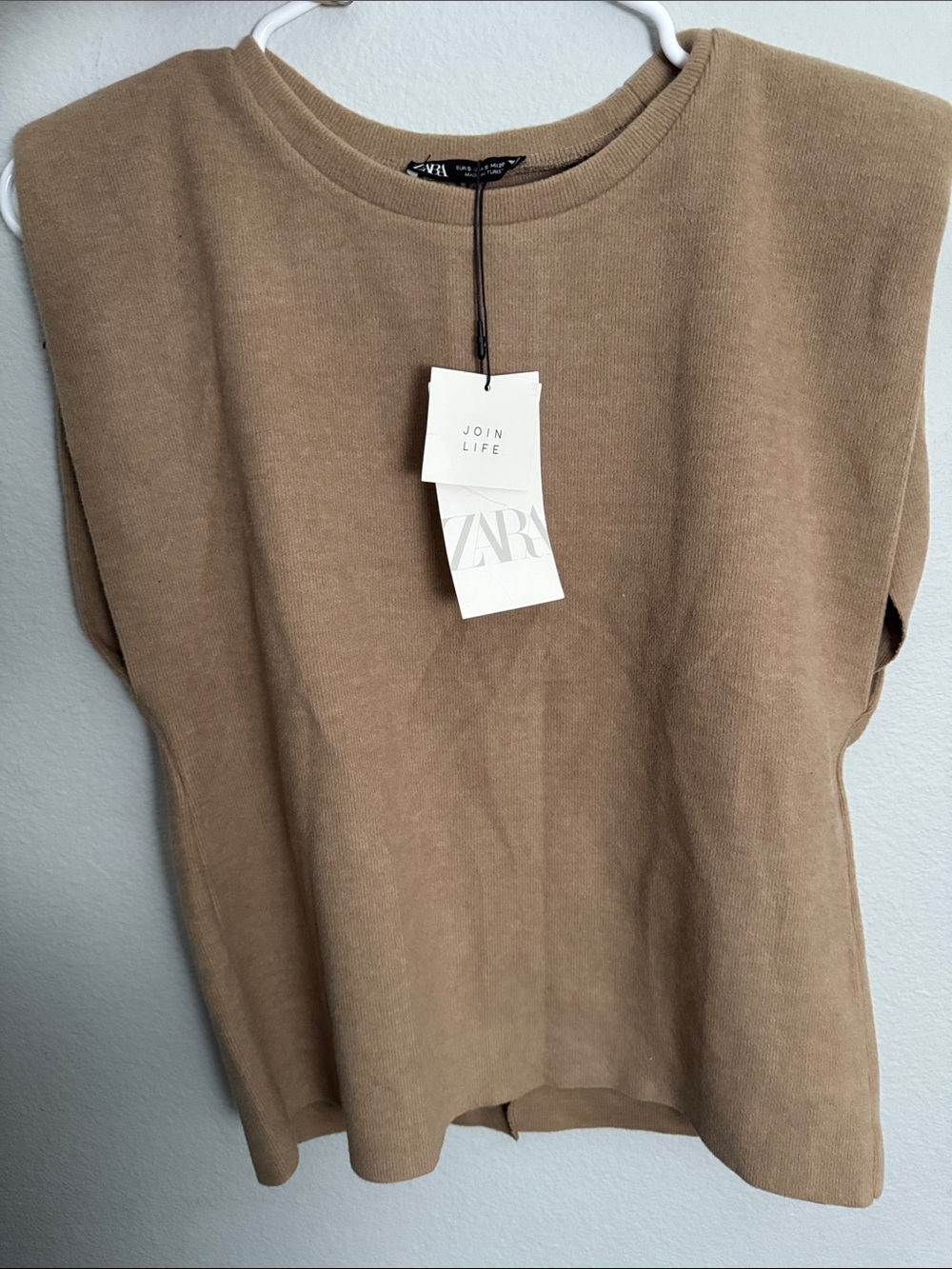 Zara Sleeveless Knit Tank Top in Camel Brown